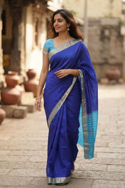 Royal Blue Semi Mysore Crepe Silk Saree 10077786