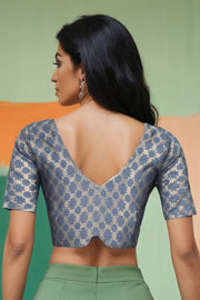 Grey Banarasi Chiniya Silk Blouse 10075005