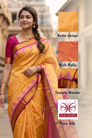 Beige Kanjivaram Silk Saree with Thazhambu Border 10078179