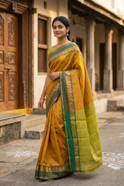Yellow Kanjivaram Pure silk saree with Paisley Border 10077898