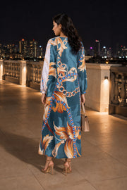 Pearl White Printed Vegan Charmeuse Silk Dress 10077269