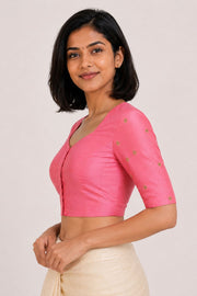 Pink Aari Embroidered Silk Blouse 10069589