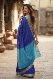 Royal Blue Semi Mysore Crepe Silk Saree 10077786