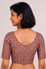 Red Ajrakh Printed Cotton Blouse 10072505