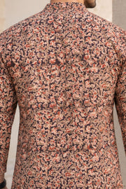 Brown Full Sleeve Kalamkari Print Raglan Men's Shirt 10077845