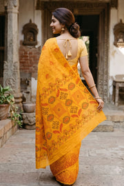 Mustard Yellow Sungudi Saree 10078055