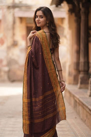 Brown Handloom Chettinad Cotton Saree 10077311
