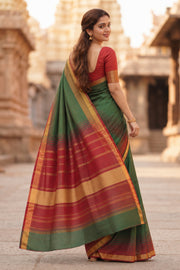 Green Kanjivaram Silk Saree with Zari Border 10077921