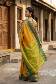 Yellow Kanjivaram Pure silk saree with Paisley Border 10077898