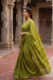 Leaf Green Sungudi Saree 10078028