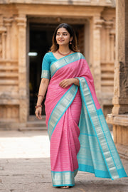 Pink Korvai Kanjivaram Silk Saree 10077922