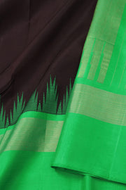 Brown Korvai Kanjivaram Pure Silk Saree with Temple Border 10077908