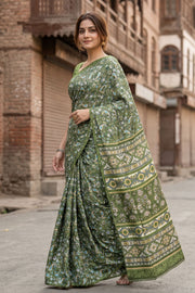 Green Kani Printed Silk Saree 10078003