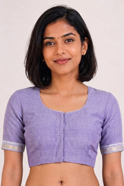 Lavender Aari Embroidered Mangalgiri Cotton Blouse 10077715