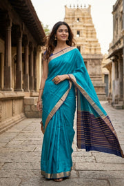 Blue Semi Mysore Crepe Silk Saree 10077785