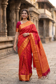 Maroon Monotone Jacquard Kanjivaram Silk Saree 10078188