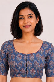 Blue Ajrakh Printed Cotton Blouse 10072502