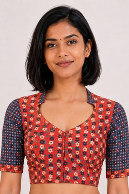 Maroon Ajrakh Printed Cotton Blouse 10073371