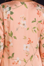 Peach Printed Vegan Charmeuse Silk Dress 10077278