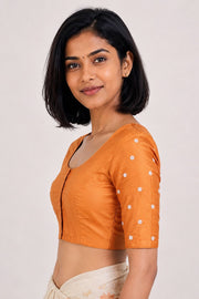 Orange Aari Embroidered Silk Blouse 10069590