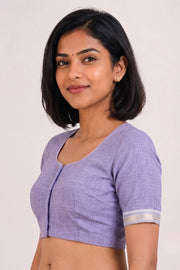 Lavender Aari Embroidered Mangalgiri Cotton Blouse 10070740