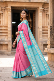 Pink Korvai Kanjivaram Silk Saree 10077922