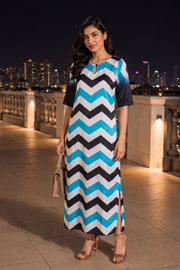 Multi Color Printed Vegan Charmeuse Silk Dress 10077280