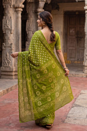 Leaf Green Sungudi Saree 10078028