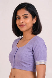 Lavender Aari Embroidered Mangalgiri Cotton Blouse 10077715