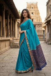 Blue Semi Mysore Crepe Silk Saree 10077785