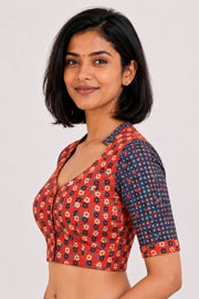 Maroon Ajrakh Printed Cotton Blouse 10073371