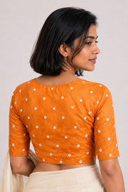 Orange Aari Embroidered Silk Blouse 10069590