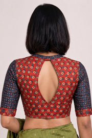 Maroon Ajrakh Printed Cotton Blouse 10073371