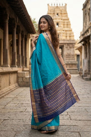 Blue Semi Mysore Crepe Silk Saree 10077785