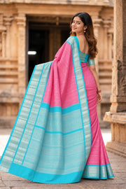 Pink Korvai Kanjivaram Silk Saree 10077922