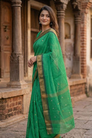 Green Handloom Chettinad Cotton Saree 10077316