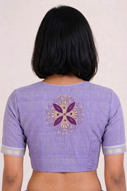 Lavender Aari Embroidered Mangalgiri Cotton Blouse 10077715