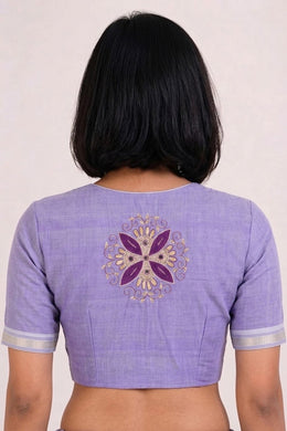 Lavender Aari Embroidered Mangalgiri Cotton Blouse 10077715