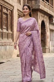 Purple Kani Printed Silk Saree 10078005