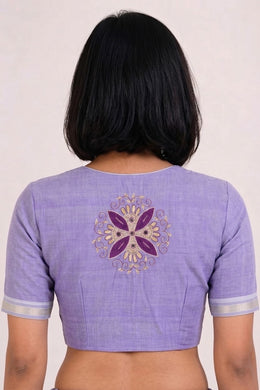 Lavender Aari Embroidered Mangalgiri Cotton Blouse 10070740
