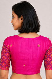 Pink Aari Embroidered Silk Blouse 10068938