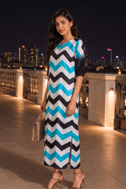 Multi Color Printed Vegan Charmeuse Silk Dress 10077280