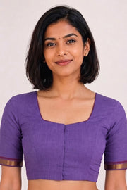 Purple Aari Embroidered Mangalgiri Cotton Blouse 10070747