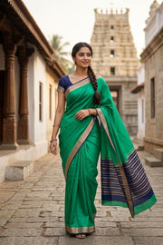 Green Semi Mysore Crepe Silk Saree 10077784