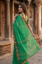 Green Handloom Chettinad Cotton Saree 10077316
