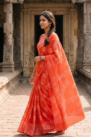 Orange Sungudi Saree 10078027
