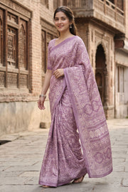 Purple Kani Printed Silk Saree 10078005