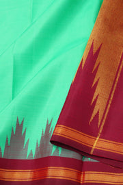 Blue Korvai Kanjivaram Pure silk saree with Temple Border 10077909