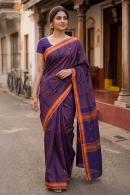 Blue Handloom Chettinad Cotton Saree 10077323
