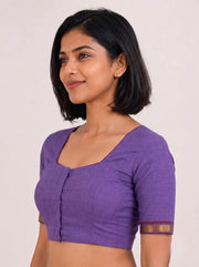 Purple Aari Embroidered Mangalgiri Cotton Blouse 10070747